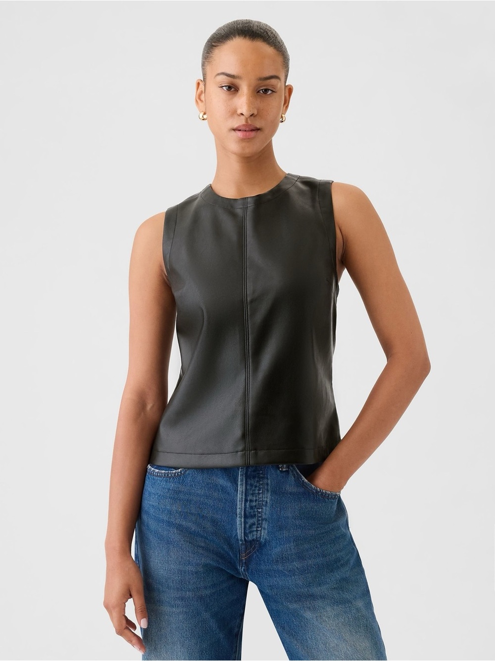 GAP Vegan Leather Shell Tank, Medium